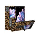 For OPPO Find N2 Flip Black Edge Leopard Phone Case with Holder(Golden) - 1