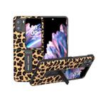 For OPPO Find N2 Flip Black Edge Leopard Phone Case with Holder(Champagne Gold) - 1