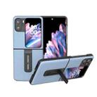 For OPPO Find N2 Flip ABEEL Genuine Leather Wave Phone Case with Holder(Blue) - 1