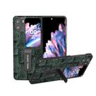 For OPPO Find N2 Flip ABEEL Genuine Leather Mahjong Texture Series Phone Case with Holder(Green) - 1