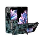 For OPPO Find N2 Flip ABEEL Genuine Leather Crocodile Pattern Phone Case with Holder(Blue) - 1