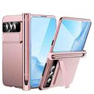 For Google Pixel Fold Integrated Electroplating Pen Slot Folding Phone Case with Stylus(Pink) - 1