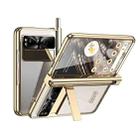 For Google Pixel Fold Integrated Electroplating Folding Phone Case with Pen Slot(Tyrant Gold) - 1