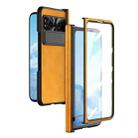 For Google Pixel Fold Integrated Napa Texture All-inclusive Phone Case with Hinge(Yellow) - 1