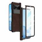 For Google Pixel Fold Integrated Napa Texture All-inclusive Phone Case with Hinge(Coffee) - 1