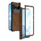 For Google Pixel Fold Integrated Napa Texture All-inclusive Phone Case with Hinge(Brown) - 1
