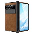 For Google Pixel Fold Integrated Napa Texture All-inclusive Phone Case with Pen Slot(Brown) - 1
