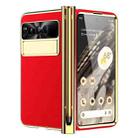 For Google Pixel Fold Litchi Pattern Electroplating Pen Slot Folding Phone Case with Stylus(Red) - 1