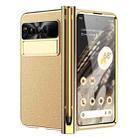 For Google Pixel Fold Litchi Pattern Electroplating Pen Slot Folding Phone Case with Stylus(Gold) - 1