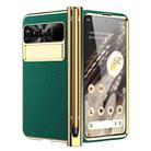 For Google Pixel Fold Litchi Pattern Electroplating Pen Slot Folding Phone Case with Stylus(Green) - 1