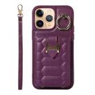 For iPhone 11 Pro Vertical Card Bag Ring Holder Phone Case with Dual Lanyard(Dark Purple) - 1