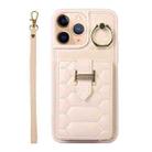 For iPhone 11 Pro Vertical Card Bag Ring Holder Phone Case with Dual Lanyard(Beige) - 1