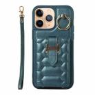 For iPhone 11 Pro Vertical Card Bag Ring Holder Phone Case with Dual Lanyard(Dark Green) - 1