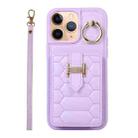 For iPhone 11 Pro Vertical Card Bag Ring Holder Phone Case with Dual Lanyard(Purple) - 1