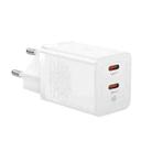 Baseus GaN5 Pro 40W Dual USB-C / Type-C GaN Fast Charger, EU Plug(White) - 1