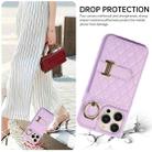 For iPhone 13 Horizontal Card Bag Ring Holder Phone Case with Dual Lanyard(Purple) - 4