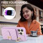 For iPhone 13 Horizontal Card Bag Ring Holder Phone Case with Dual Lanyard(Purple) - 5