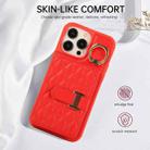 For iPhone 13 Pro Max Horizontal Card Bag Ring Holder Phone Case with Dual Lanyard(Red) - 3