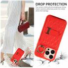 For iPhone 13 Pro Max Horizontal Card Bag Ring Holder Phone Case with Dual Lanyard(Red) - 4