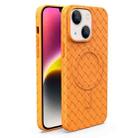 For iPhone 14 Woven Pattern MagSafe Magnetic Cooling Phone Case(Orange) - 1