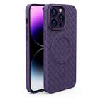 For iPhone 14 Pro Woven Pattern MagSafe Magnetic Cooling Phone Case(Purple) - 1