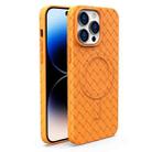 For iPhone 14 Pro Woven Pattern MagSafe Magnetic Cooling Phone Case(Orange) - 1