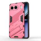 For OnePlus Nord 4 5G Global Punk Armor 2 in 1 PC + TPU Phone Case with Holder(Light Red) - 1