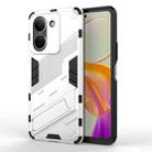 For vivo Y78 Global Punk Armor 2 in 1 PC + TPU Phone Case with Holder(White) - 1