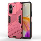 For vivo Y78 Global Punk Armor 2 in 1 PC + TPU Phone Case with Holder(Light Red) - 1