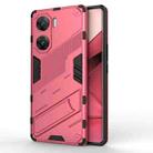 For vivo V29e Punk Armor 2 in 1 PC + TPU Phone Case with Holder(Light Red) - 1