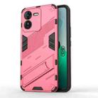 For vivo iQOO Z9 5G Punk Armor 2 in 1 PC + TPU Phone Case with Holder(Light Red) - 1