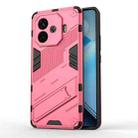 For vivo iQOO Z9 Turbo 5G Punk Armor 2 in 1 PC + TPU Phone Case with Holder(Light Red) - 1