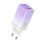 USAMS US-CC180 65W ACC Three Ports GaN Charger, EU Plug(Gradient Purple) - 1