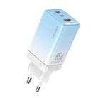 USAMS US-CC180 65W ACC Three Ports GaN Charger, EU Plug(Gradient Blue) - 1