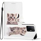 For Xiaomi Mi 11T / Mi 11T Pro Colored Drawing Leather Phone Case(Little Tabby Cat) - 1