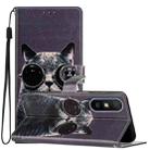For Xiaomi Redmi 9A Colored Drawing Leather Phone Case(Sunglasses Cat) - 1