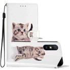 For Xiaomi Redmi 9A Colored Drawing Leather Phone Case(Little Tabby Cat) - 1