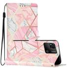 For Xiaomi Redmi 10A Colored Drawing Leather Phone Case(Pink Marble) - 1