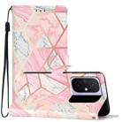 For Xiaomi Redmi 12C Colored Drawing Leather Phone Case(Pink Marble) - 1