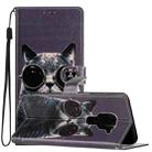For Xiaomi Redmi Note 9 Colored Drawing Leather Phone Case(Sunglasses Cat) - 1