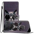 For Xiaomi Redmi Note 9 Pro Colored Drawing Leather Phone Case(Sunglasses Cat) - 1