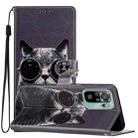 For Xiaomi Redmi Note 10 4G Colored Drawing Leather Phone Case(Sunglasses Cat) - 1