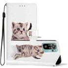 For Xiaomi Redmi Note 10 4G Colored Drawing Leather Phone Case(Little Tabby Cat) - 1