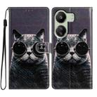 For Xiaomi Redmi 13C Colored Drawing Leather Phone Case(Sunglasses Cat) - 1