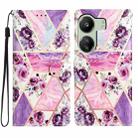 For Xiaomi Redmi 13C Colored Drawing Leather Phone Case(Purple Marble) - 1