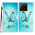 For Xiaomi 13T 5G Colored Drawing Leather Phone Case(Blue Butterfly) - 1