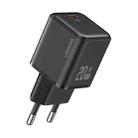 USAMS US-CC183 PD 20W USB-C/Type-C Single Port Electroplating Charger, EU Plug(Black) - 1