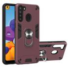 For Samsung Galaxy A21(EU Version) 2 in 1 Armour Series PC + TPU Protective Case with Ring Holder(Wine Red) - 1