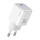 USAMS US-CC186 PD 30W USB-C/Type-C Single Port Electroplating Charger, EU Plug(White) - 1