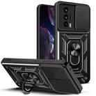 For Xiaomi Poco F5 Pro Sliding Camera Cover Design TPU Hybrid PC Phone Case(Black) - 1